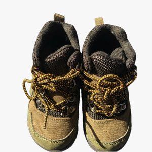 Wonder Nation Toddler Boy Hiker Boots Suede Canvas Olive Lace Up Size 7